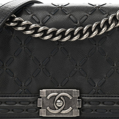 Chanel Caviar Stitched Medium Boy Flap Blue 8 of 10