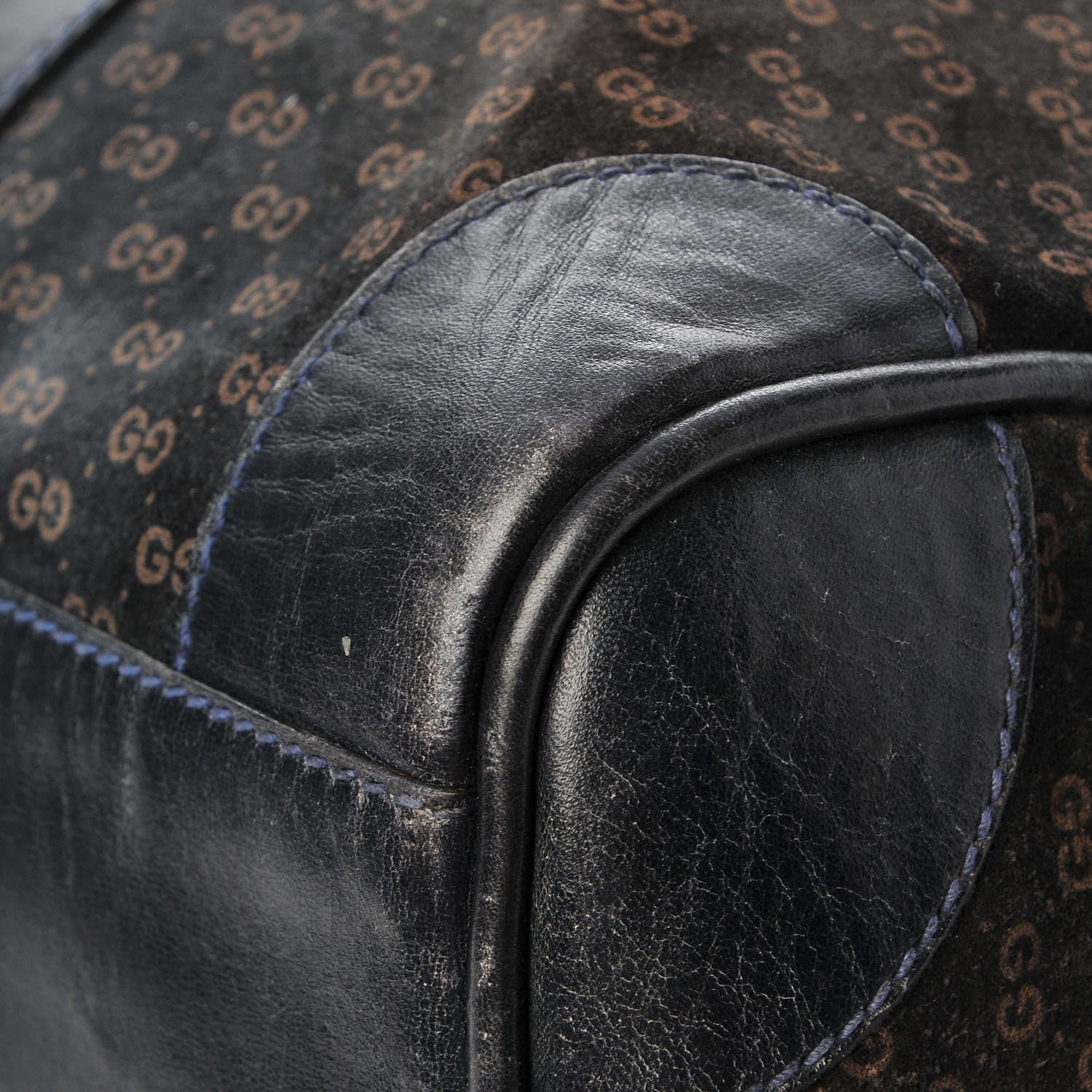 Gucci Velvet Mini GG Monogram Boston Duffle Bag Blue 11 of 15