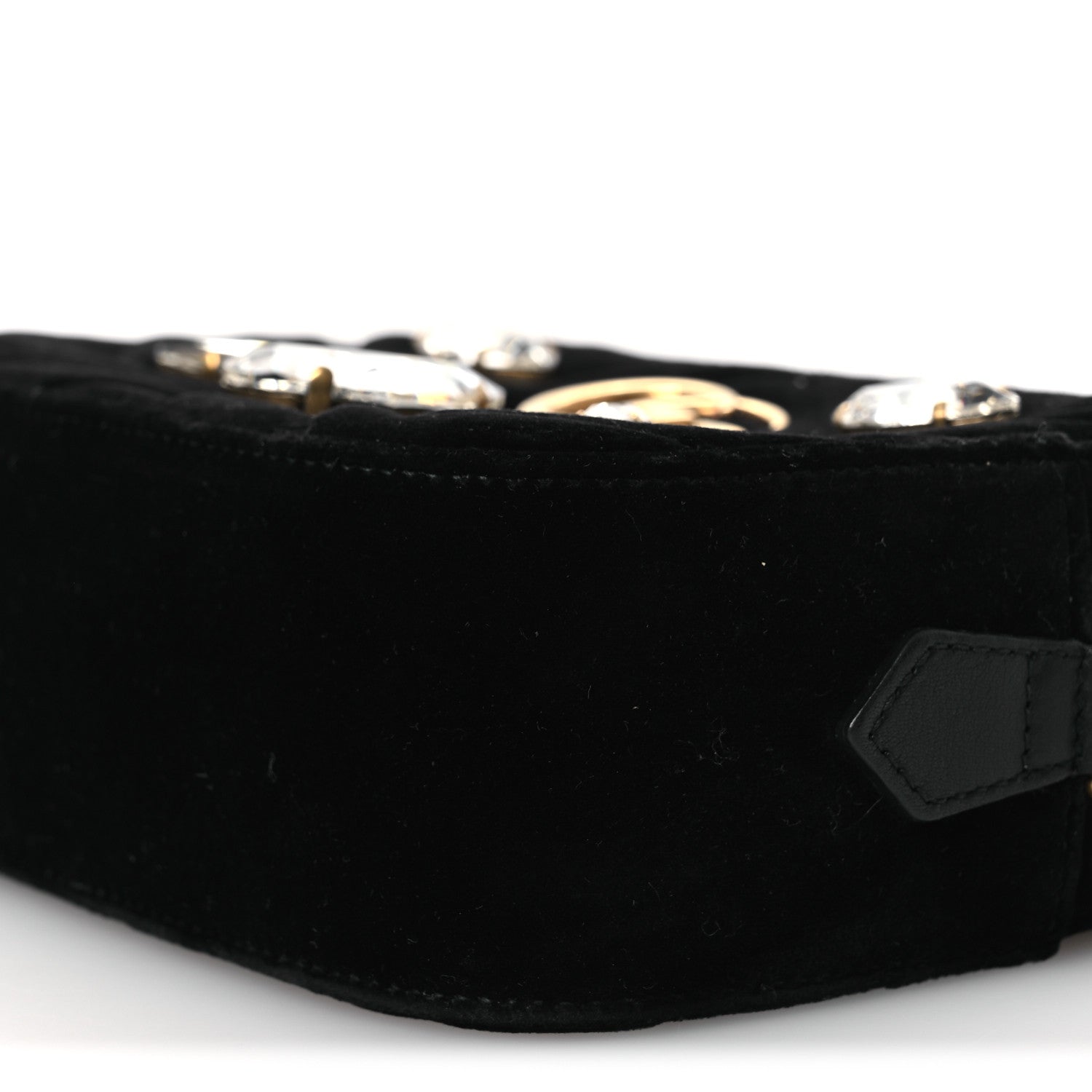 Gucci Velvet Matelasse Marquise Crystals Mini GG Marmont Chain Shoulder Bag Black 10 of 11
