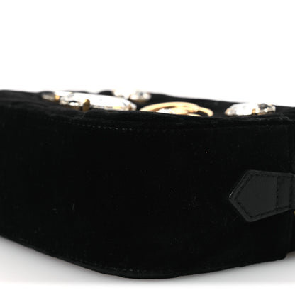 Gucci Velvet Matelasse Marquise Crystals Mini GG Marmont Chain Shoulder Bag Black 10 of 11