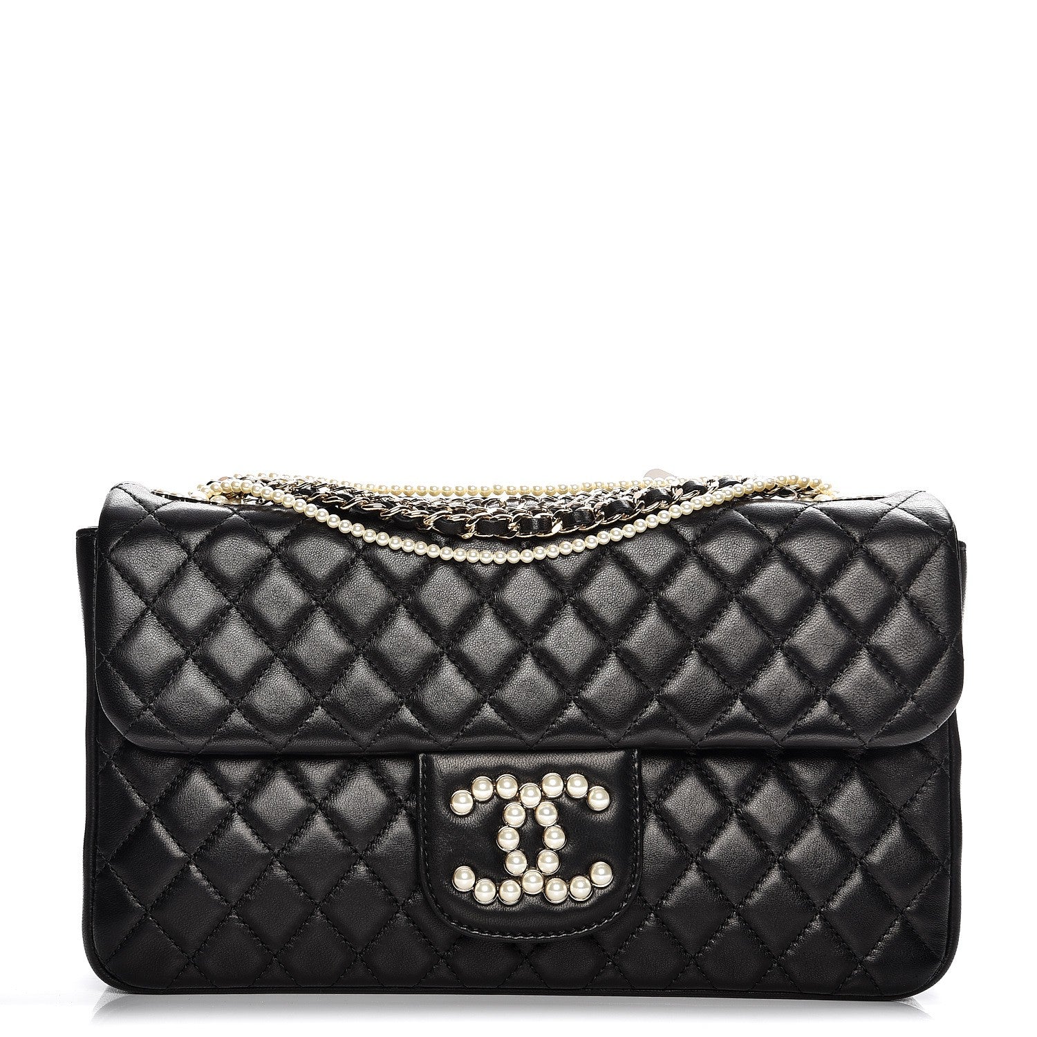 Chanel Lambskin Quilted Medium Westminster Pearl Flap Black 1 of 8