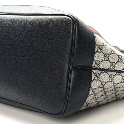 Gucci GG Supreme Monogram Textured Dollar Calfskin Web Large Ophidia Tote Beige Blue 10 of 10
