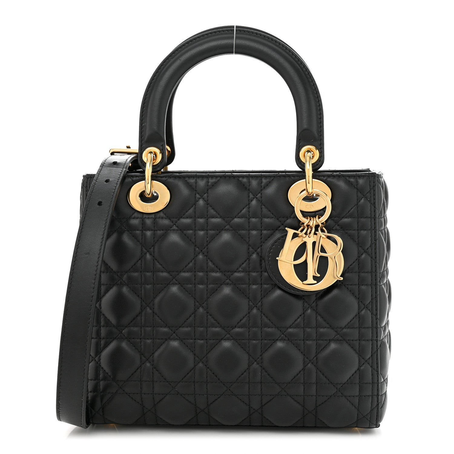 Christian Dior Lambskin Cannage Medium Lady Dior Black 1 of 12