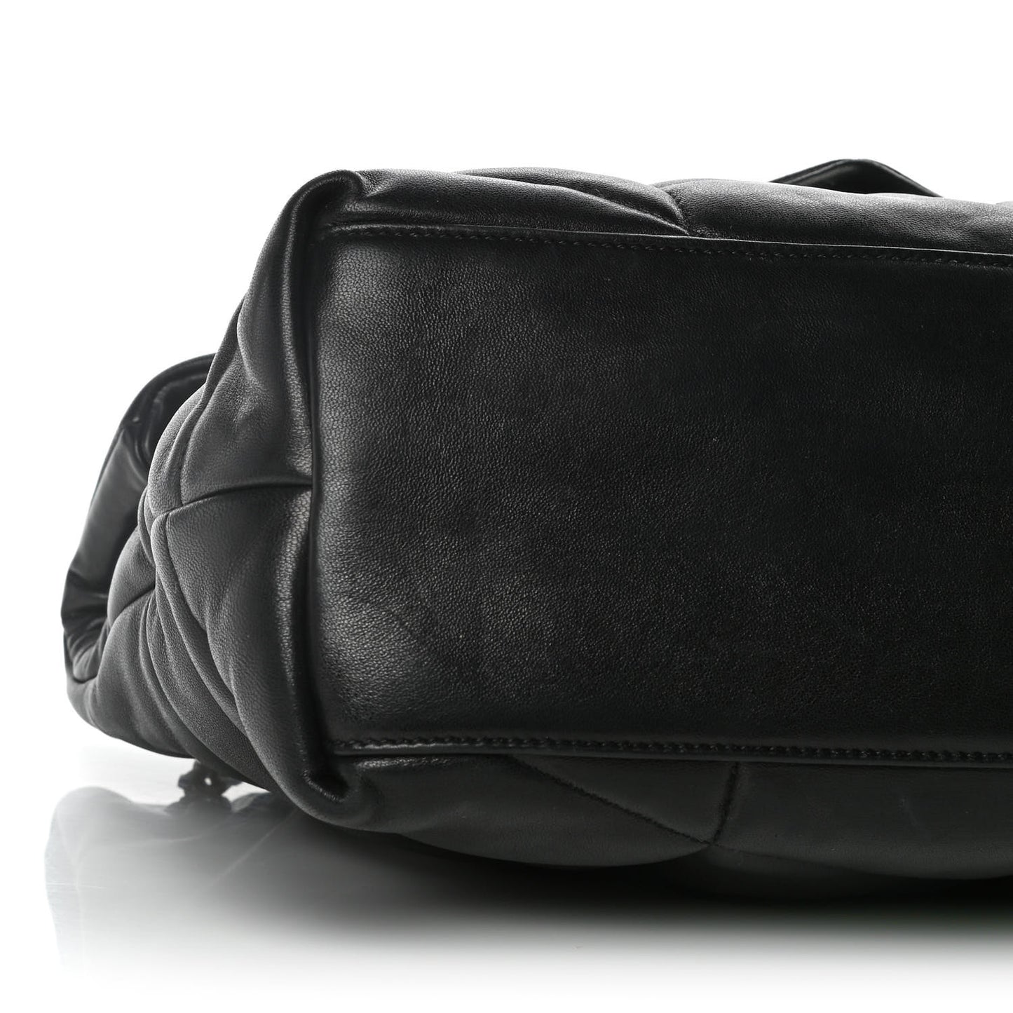 Lambskin Quilted Small Loulou Puffer Monogram Chain Satchel Black