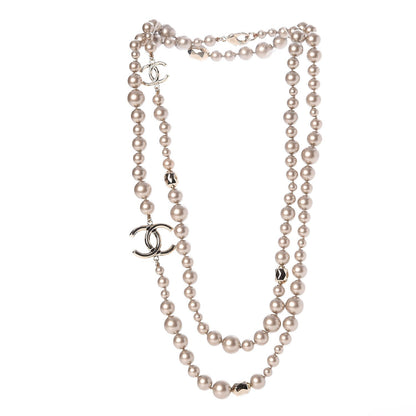 Chanel Resin Pearl CC Long Necklace in Golden Pearly Beige 3 of 5