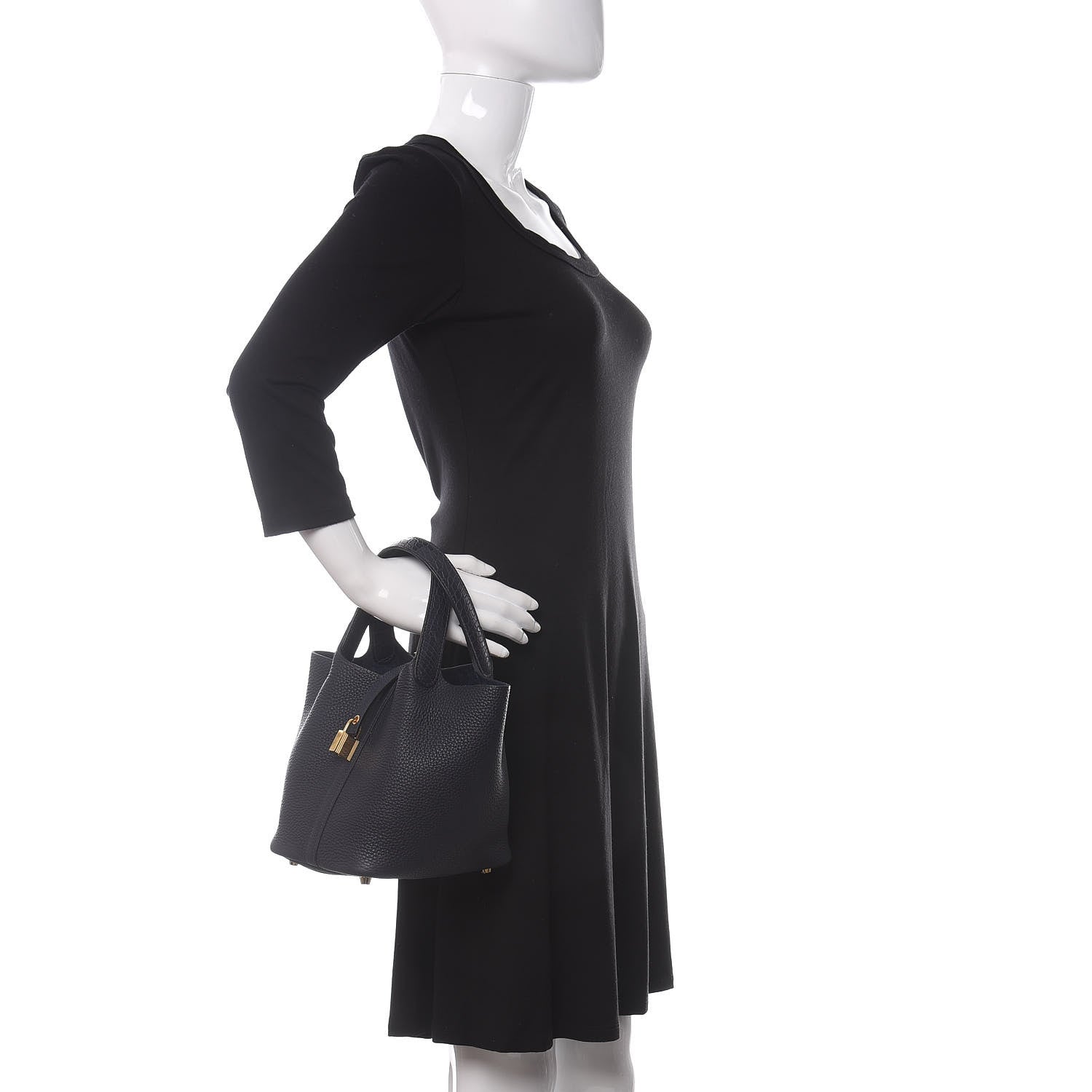 Hermes Taurillon Clemence Matte Alligator Picotin Lock Touch 18 PM Bleu Nuit 2 of 9