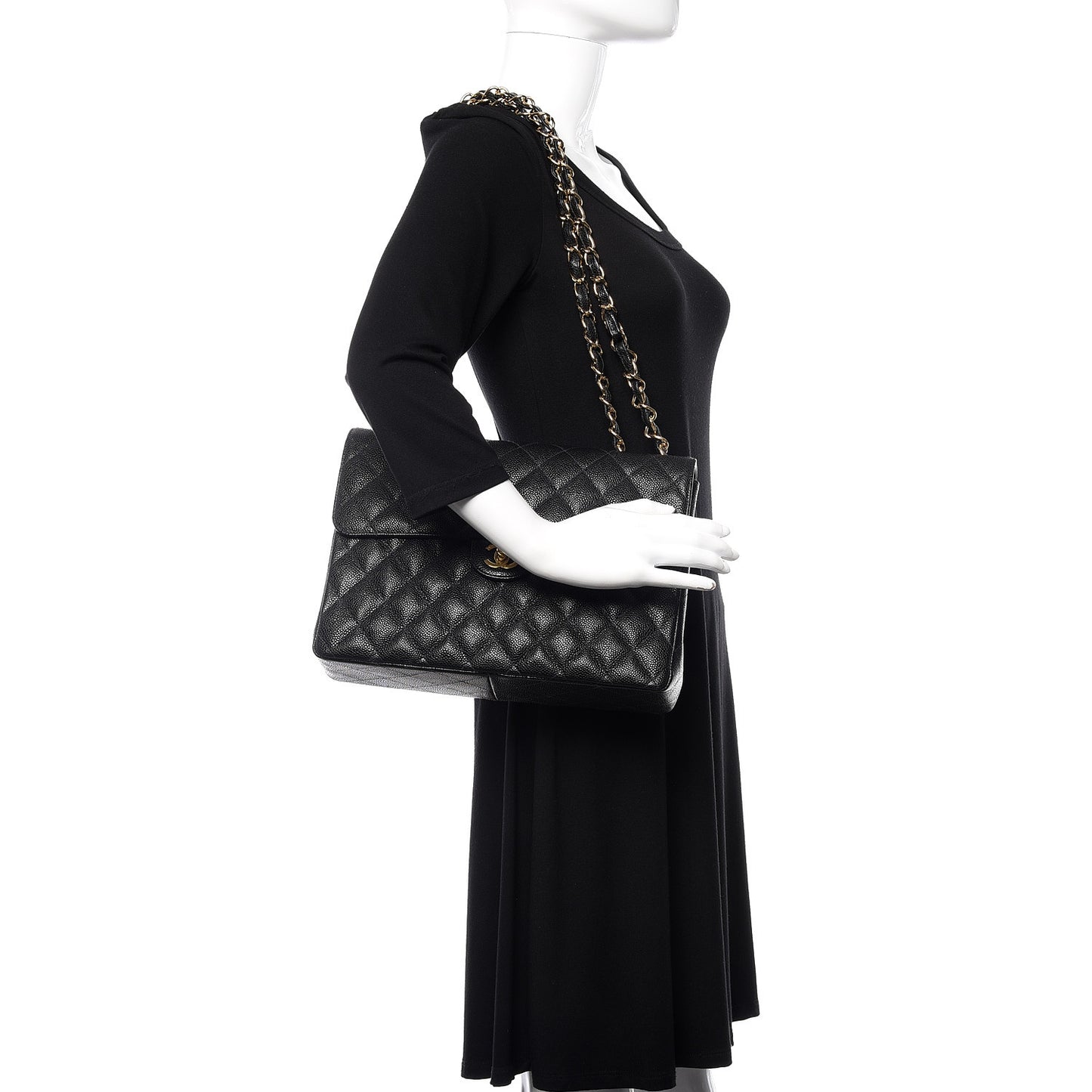 Caviar Quilted Jumbo Single Flap Black