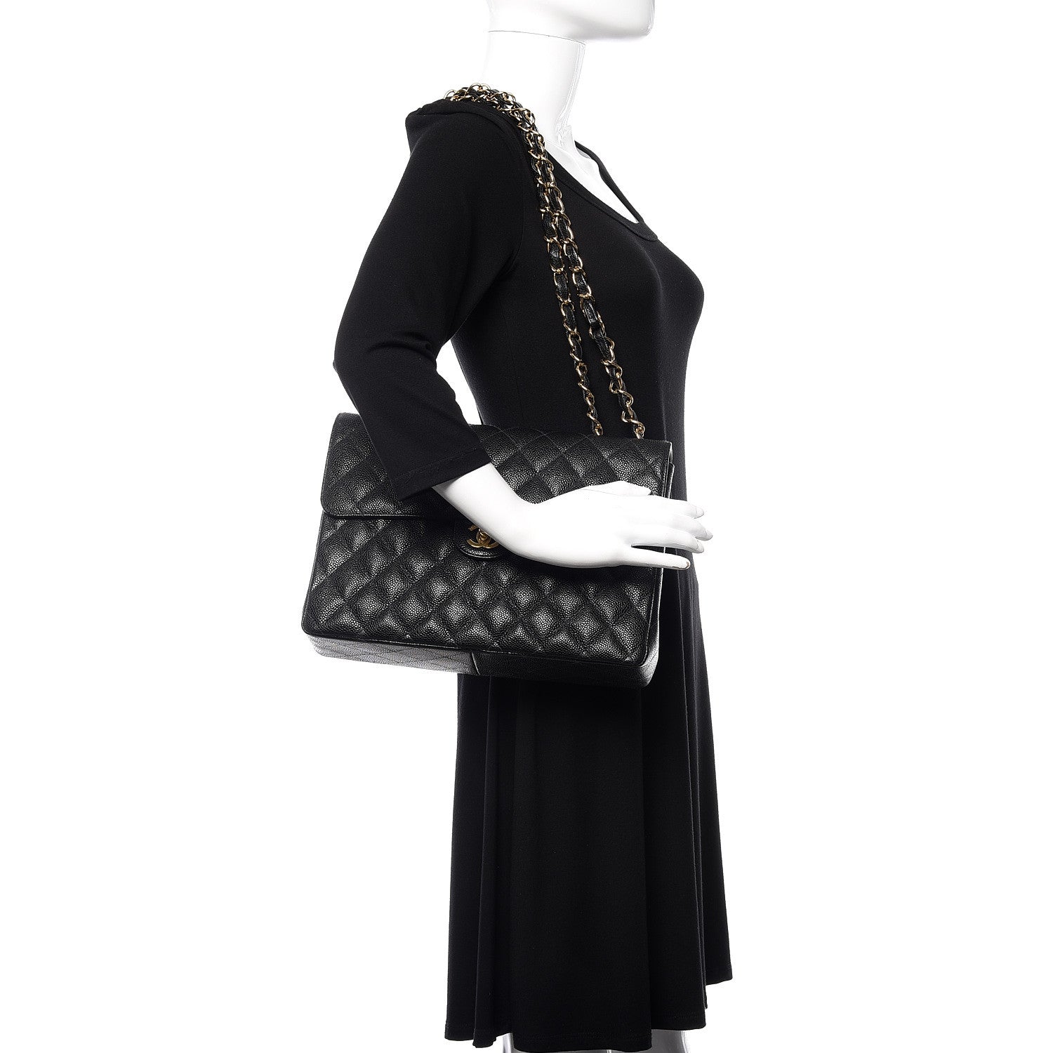 Chanel Caviar Quilted Jumbo Single Flap Black 2 of 13