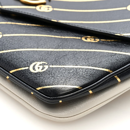 Gucci Calfskin Diagonal GG Medium Thiara Double Envelope Shoulder Bag Black White 10 of 10