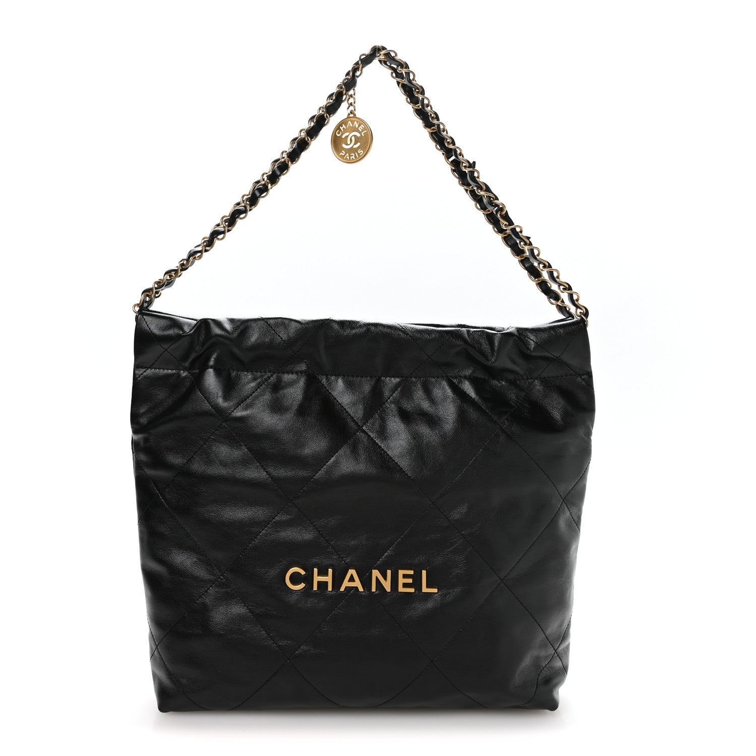 Chanel Shiny Calfskin Quilted Small Chanel 22 Black 1 of 11