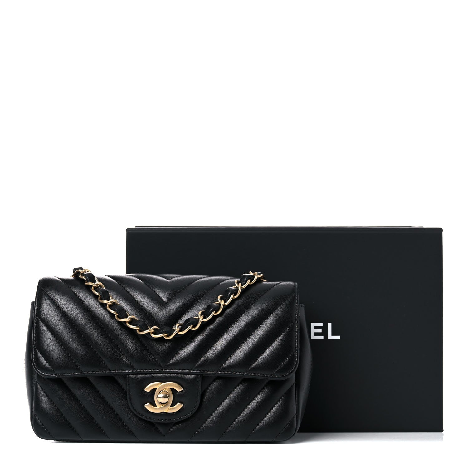 Chanel Lambskin Chevron Quilted Mini Rectangular Flap Black 16 of 16
