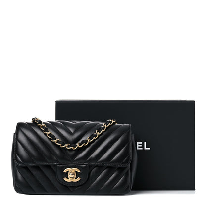 Chanel Lambskin Chevron Quilted Mini Rectangular Flap Black 16 of 16