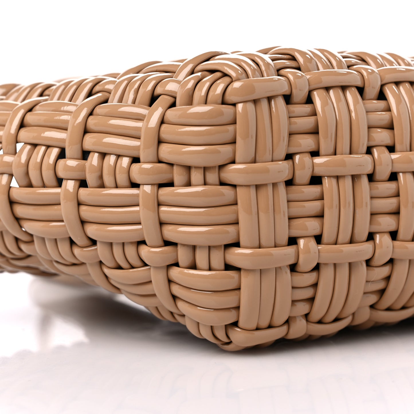 Faux Calfskin Braided Varnished XXS Bistro Basket Beige