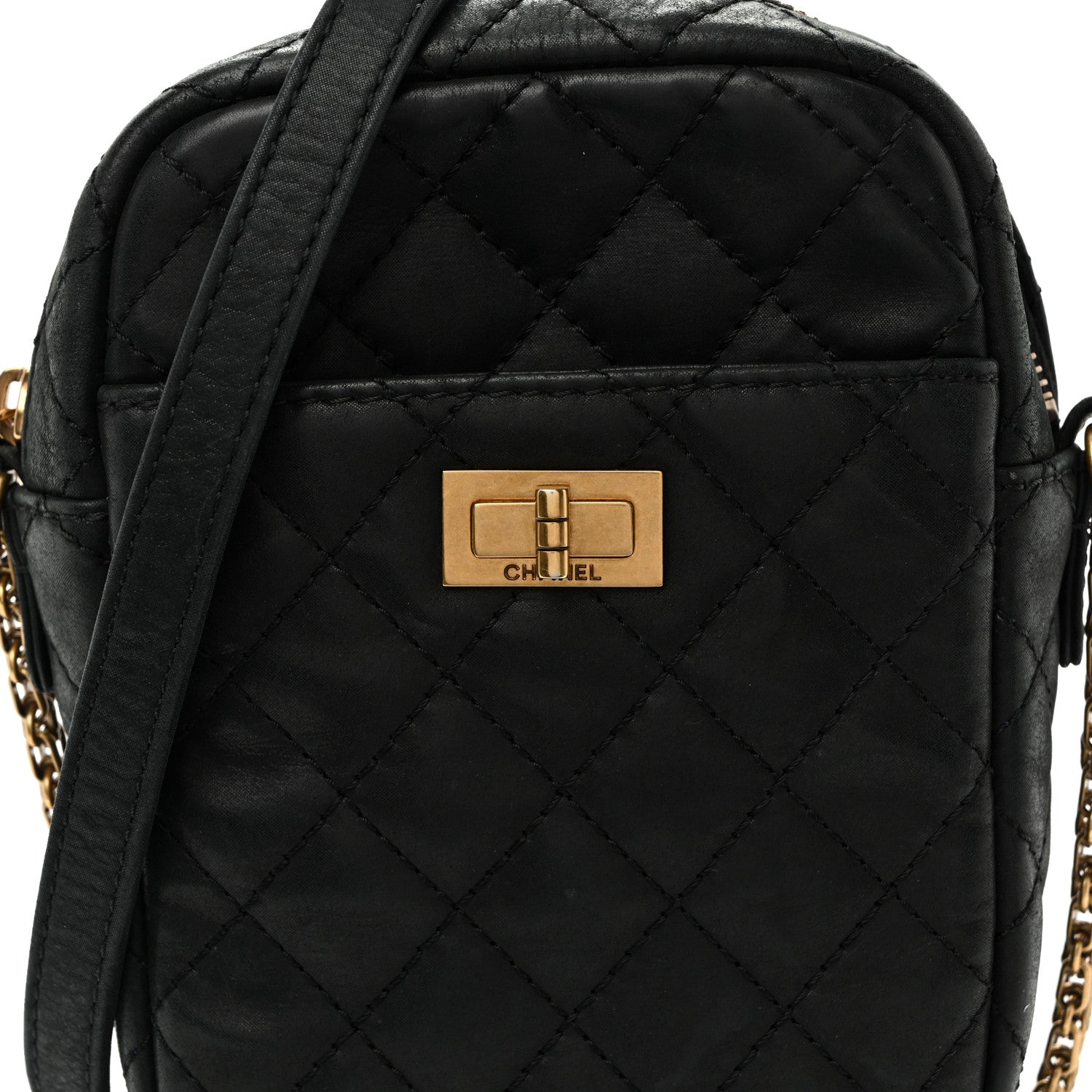 Chanel Nubuck Iridescent Calfskin Quilted Reissue Camera Case Black 10 of 12