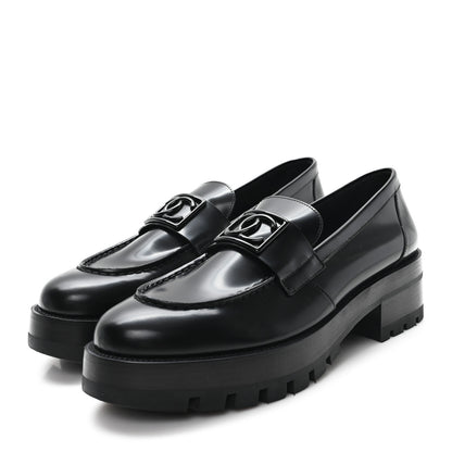 Chanel Calfskin Metal CC Loafers 40.5 Black 4 of 10