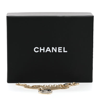 Chanel Resin Crystal Glitter CC Heart Necklace Black Gold 6 of 6