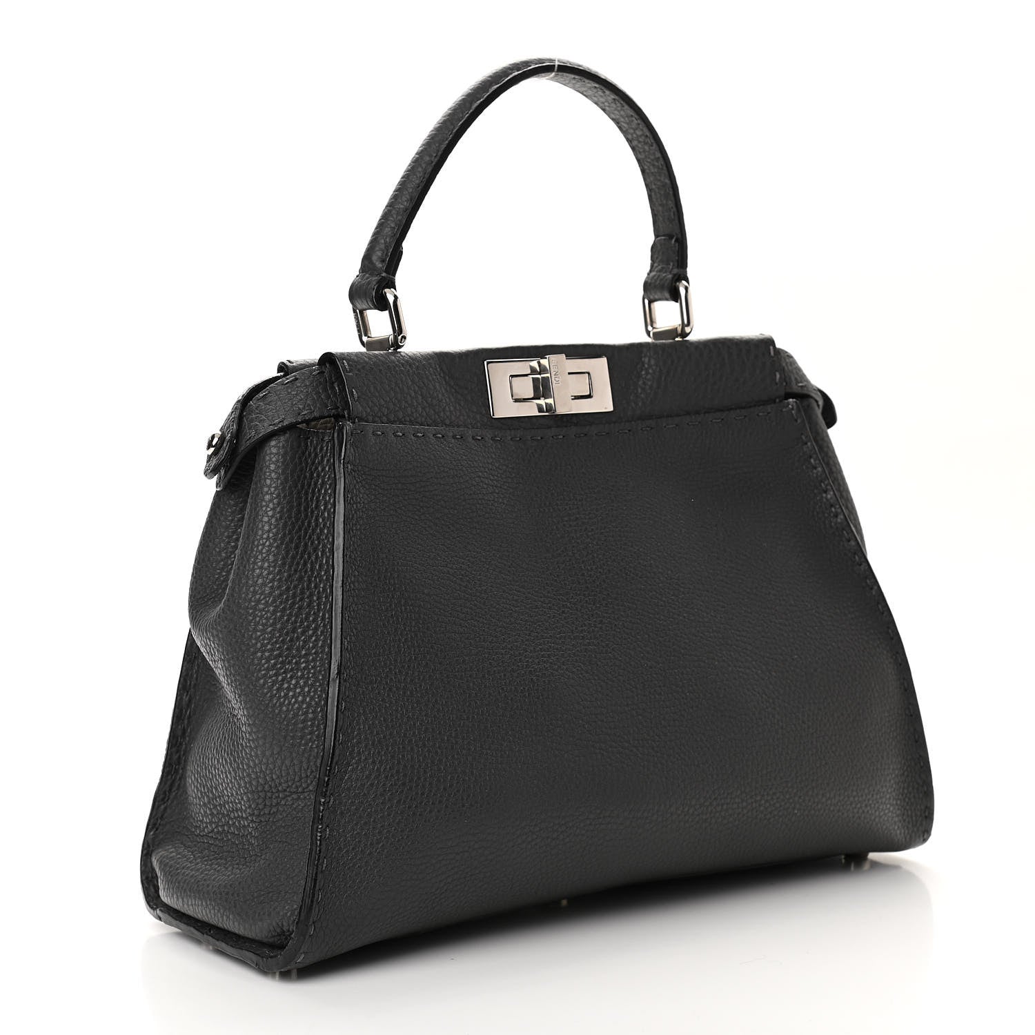 Fendi Cuoio Romano Selleria Bi-Color Medium Peekaboo Iconic Satchel Asfalto Latte 3 of 12