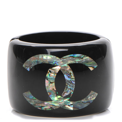 Chanel Resin Abalone CC Cuff Black 1 of 6