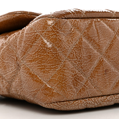 Chanel Crinkled Patent Quilted Jumbo Single Flap Camel Beige 9 of 10