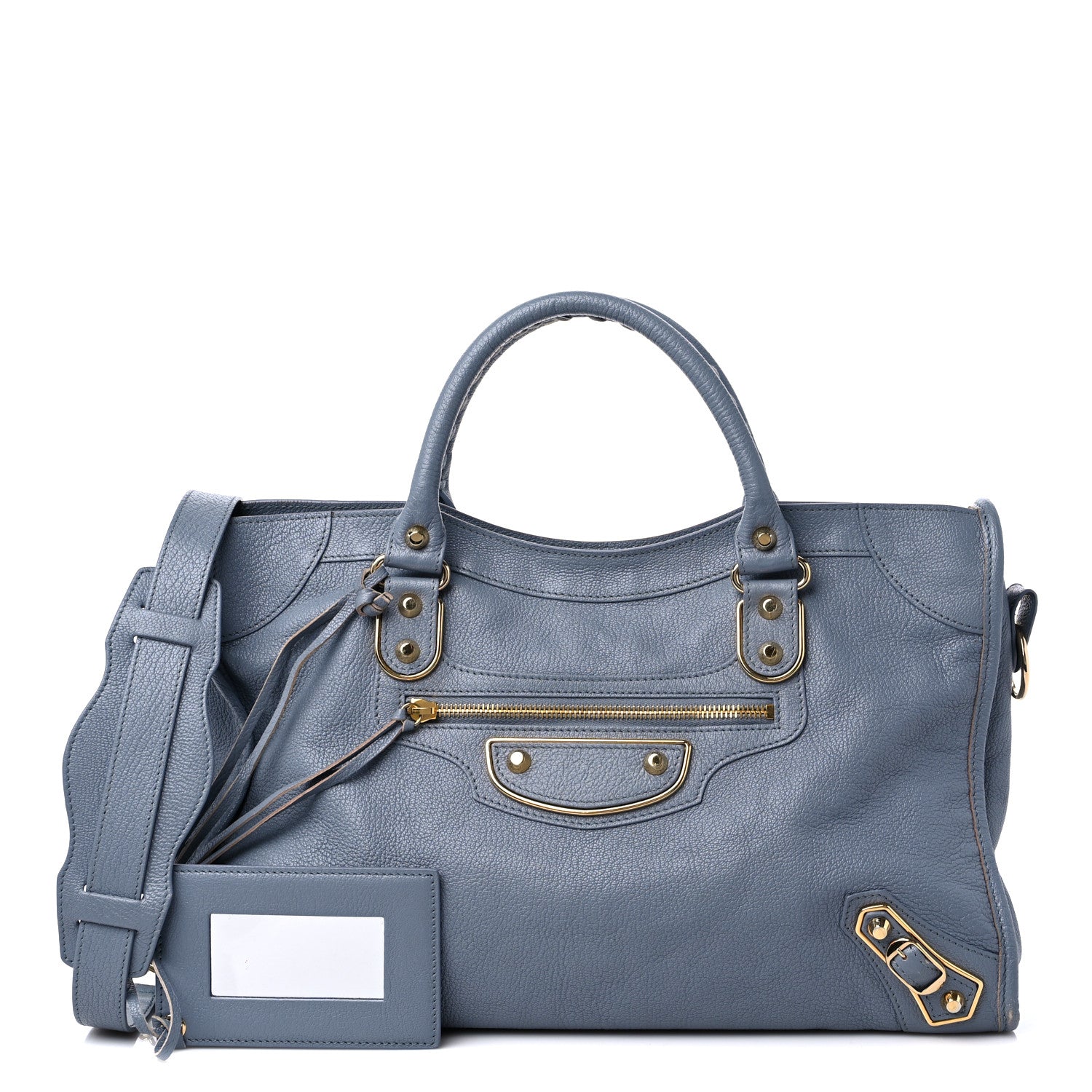 Balenciaga Chevre Gold Metallic Edge Hardware City Bleu Acier 1 of 14