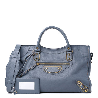 Balenciaga Chevre Gold Metallic Edge Hardware City Bleu Acier 1 of 14
