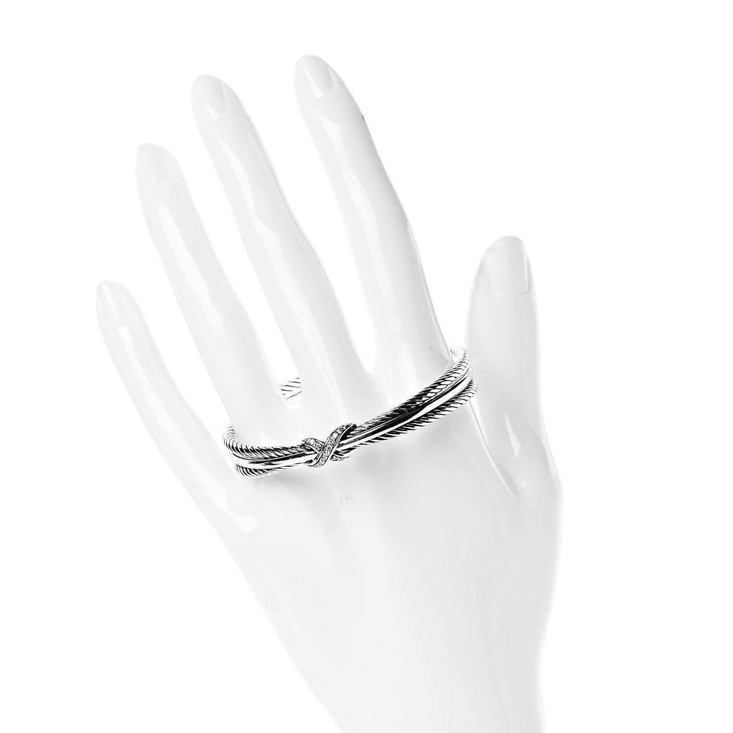 Sterling Silver Diamond 7mm Crossover X Bracelet