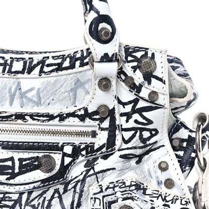 Balenciaga Agneau Arena Graffiti Neo Cagole Handbag XS White Black 12 of 14