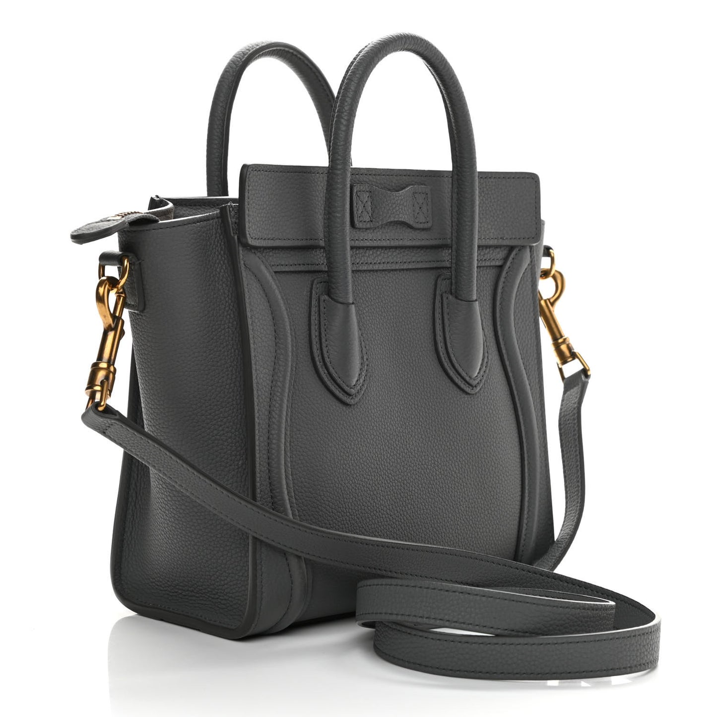 Drummed Calfskin Nano Luggage Kohl