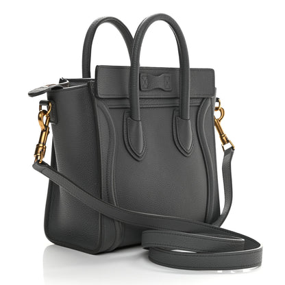 Celine Drummed Calfskin Nano Luggage Kohl 3 of 10