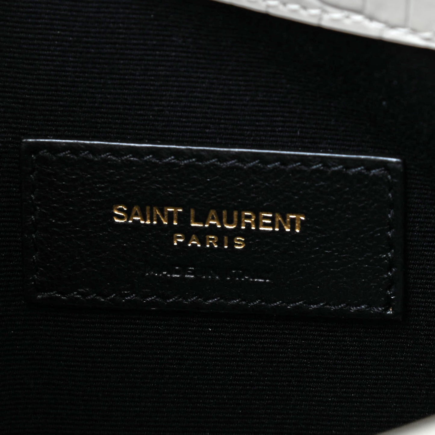Calfskin Crocodile Embossed Uptown Monogram Clutch Porcellana
