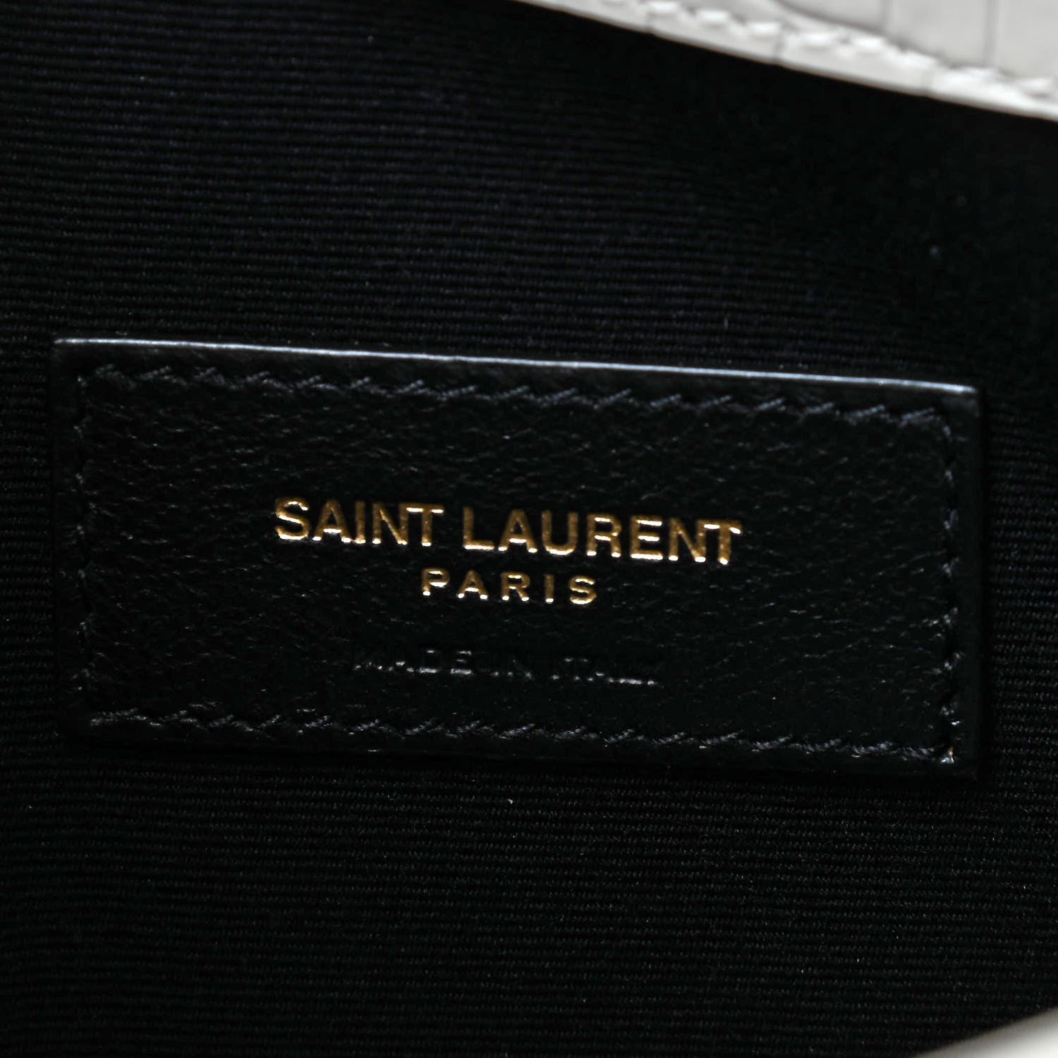 Saint Laurent Calfskin Crocodile Embossed Uptown Monogram Clutch Porcellana 5 of 5
