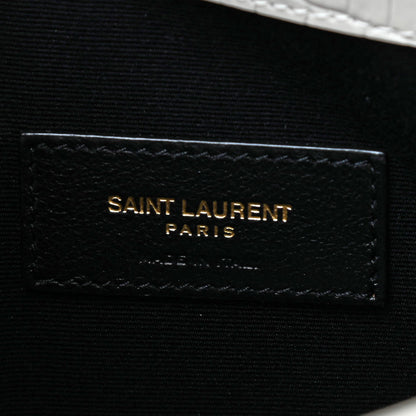 Saint Laurent Calfskin Crocodile Embossed Uptown Monogram Clutch Porcellana 5 of 5