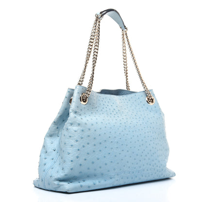 Gucci Ostrich Medium Soho Chain Shoulder Bag Light Blue 3 of 17