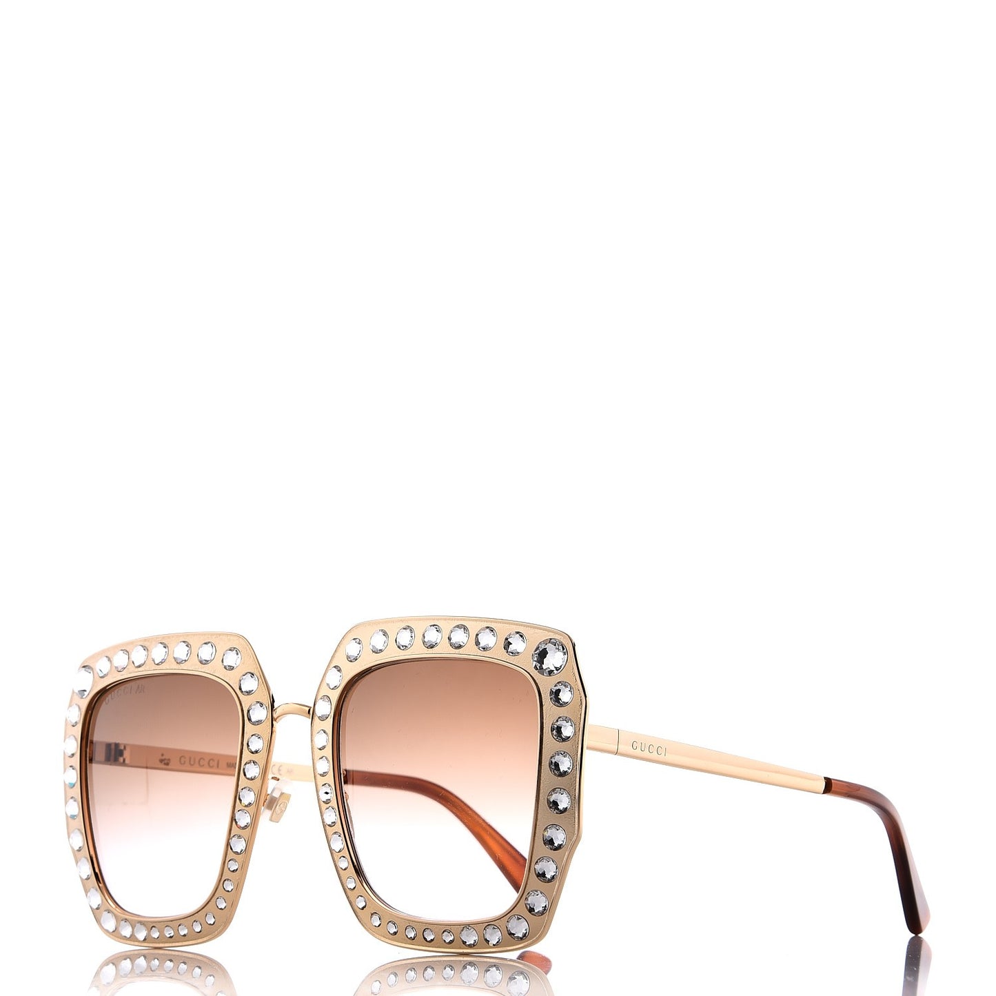 Metal Acetate Crystal Oversize GG0115S Sunglasses Gold