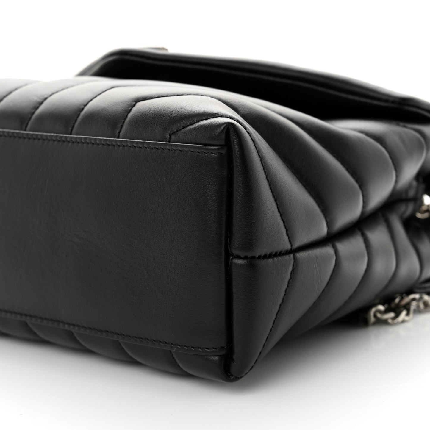 Calfskin Y Quilted Monogram Small Loulou Crossbody Bag Black