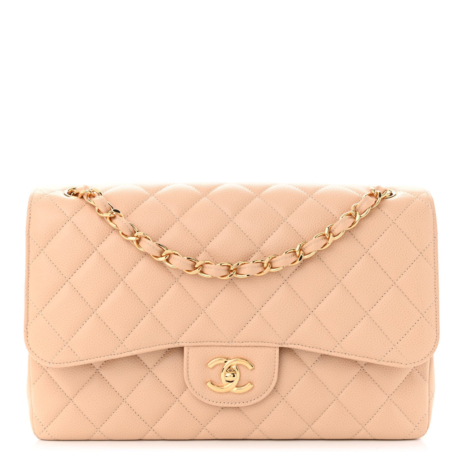 Chanel Caviar Quilted Jumbo Double Flap Beige Clair 1 of 12