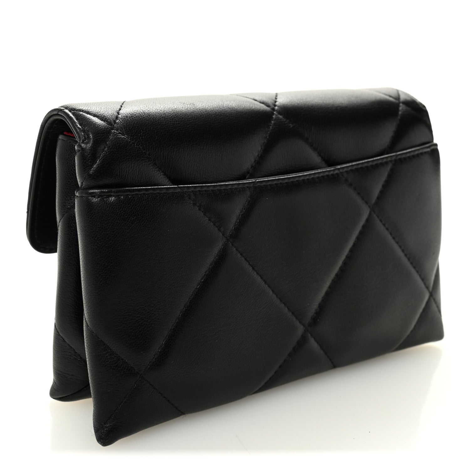 Chanel Lambskin Quilted Chanel 19 Flap Clutch Black 3 of 8