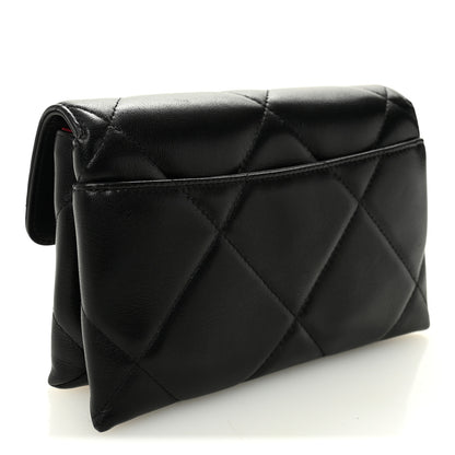 Chanel Lambskin Quilted Chanel 19 Flap Clutch Black 3 of 8