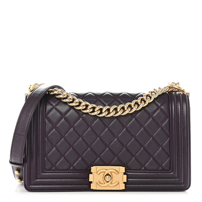 Chanel Lambskin Quilted Medium Boy Flap Purple 1 of 10