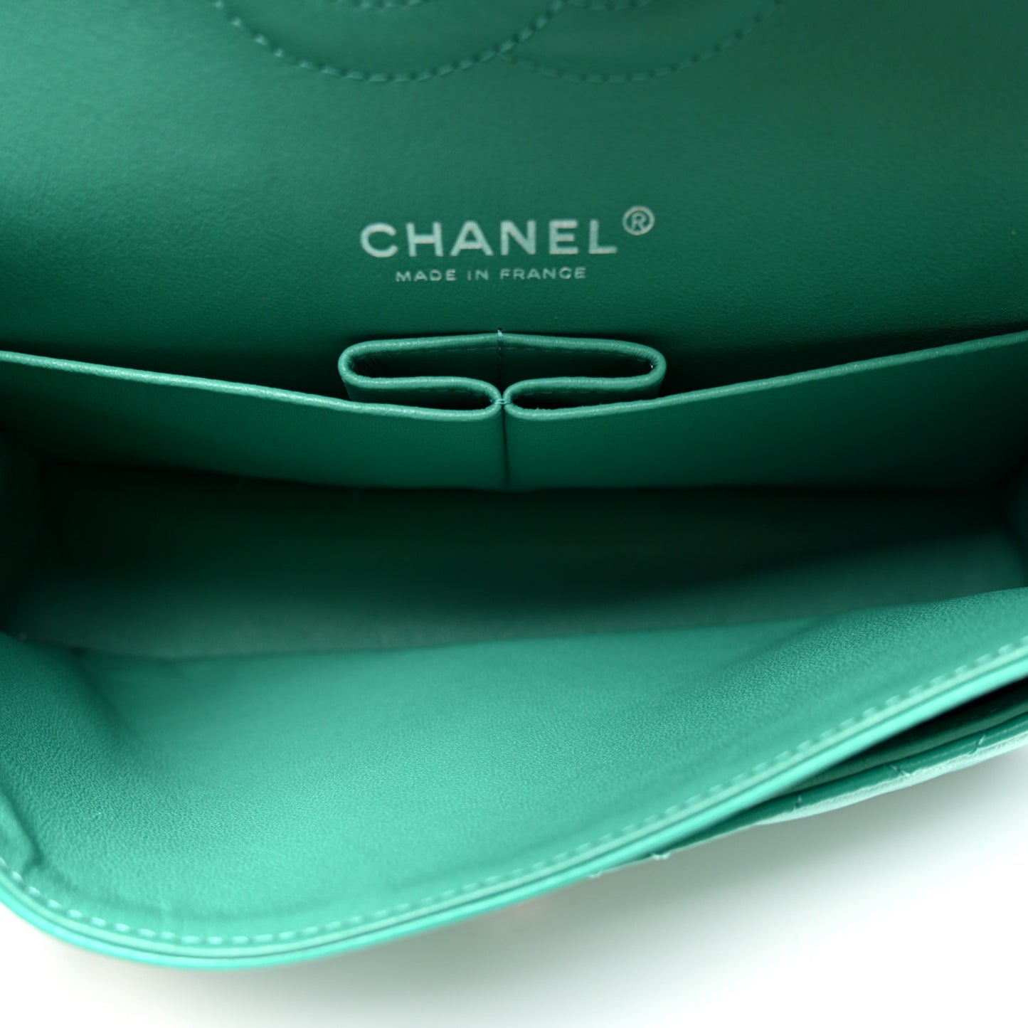 Lambskin Quilted Medium Double Flap Green