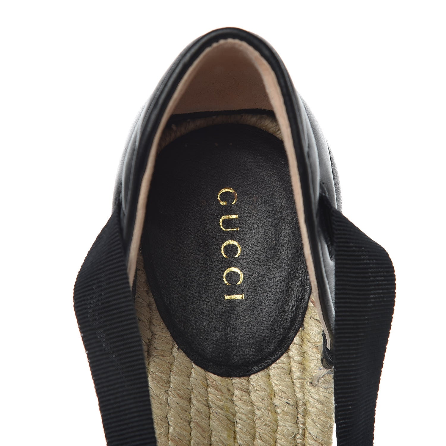 Gucci Nappa Matelasse GG Marmont Ankle Wrap Platform 35/120mm Espadrille Wedges 39.5 Black 6 of 8