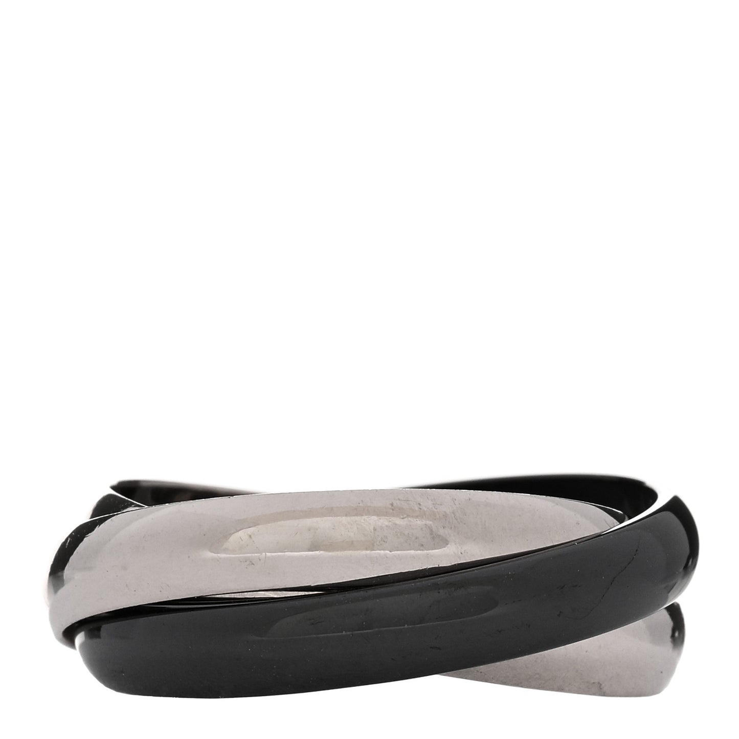 18K White Gold Black Ceramic Trinity Ring 59 8.75