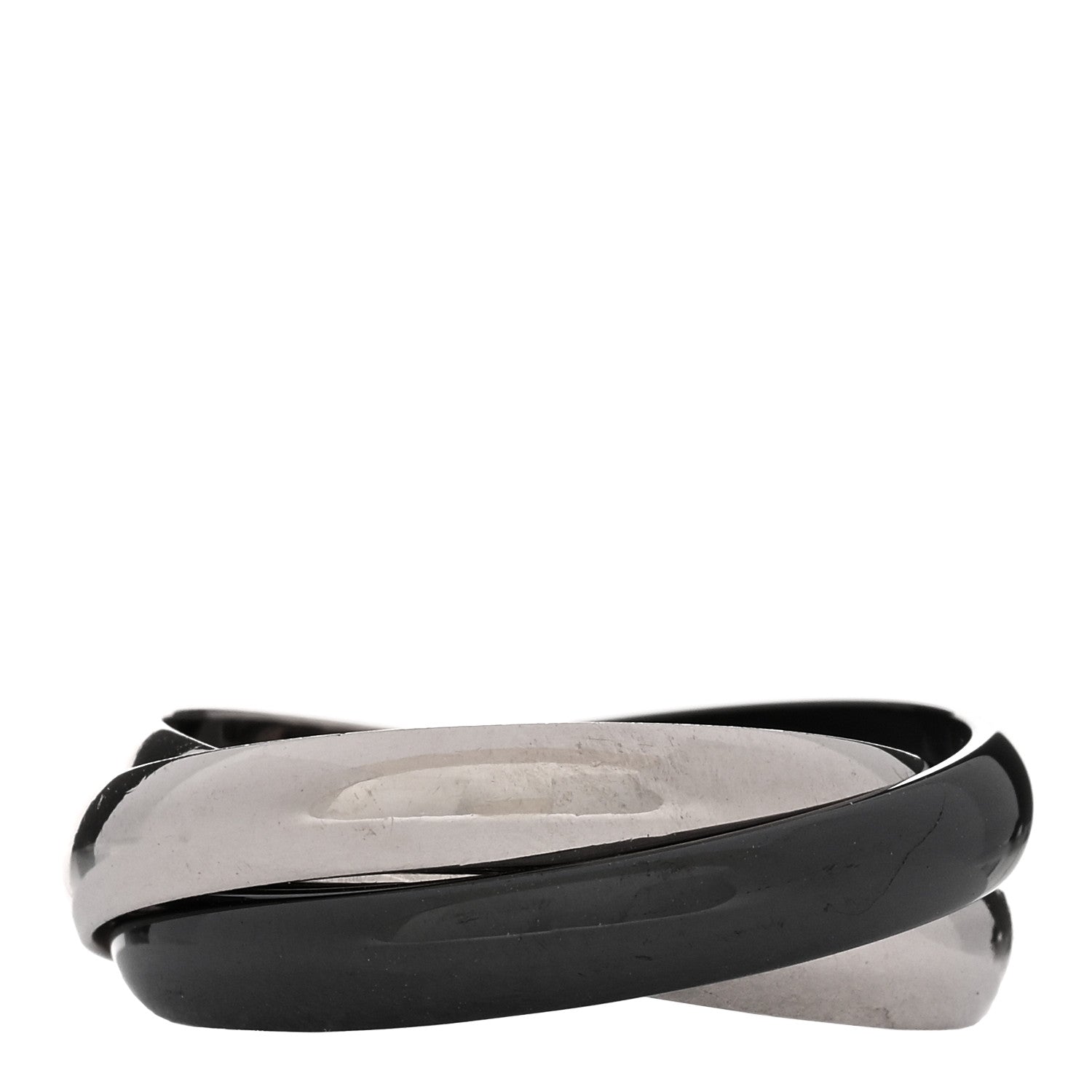 Cartier 18K White Gold Black Ceramic Trinity Ring 59 8.75 3 of 4