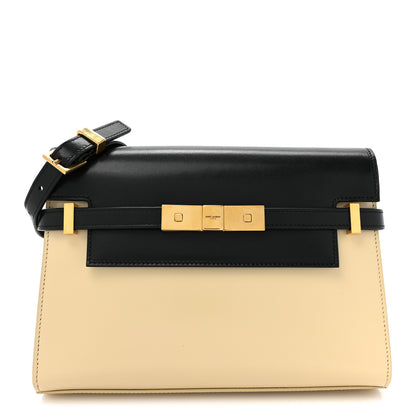Saint Laurent SAINT LAURENT Smooth Calfskin Manhattan Shoulder Bag Black Beige 1 of 12