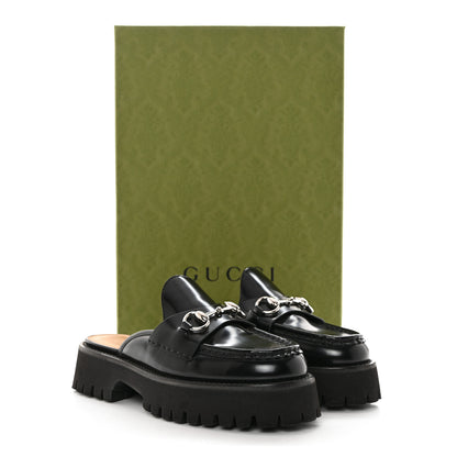 Gucci Magnum Calfskin Womens Horsebit Platform Mules 37 Black 9 of 9