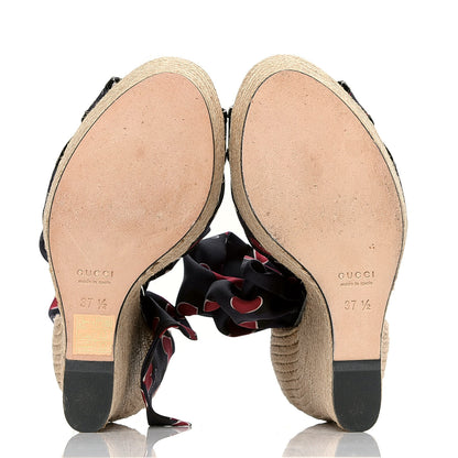 Gucci Satin Heartbeat Carolina Platform Wedges 37.5 Blue 4 of 4