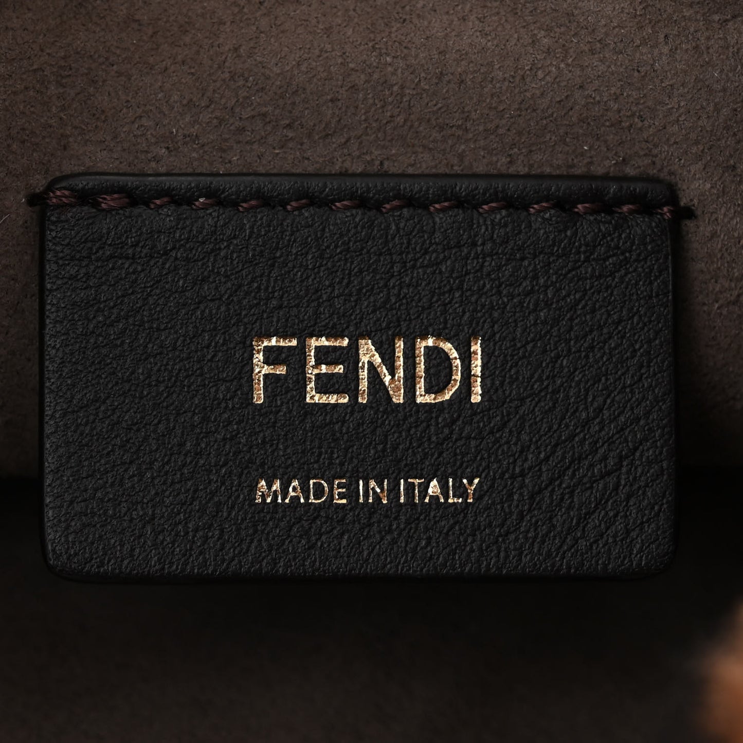 Shearling Vitello Dolce F is Fendi Macro FF 1974 Mini Mon Tresor Bucket Bag Tobacco Black