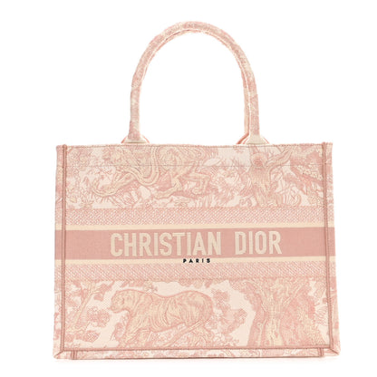 Christian Dior Canvas Embroidered Medium Dioriviera Toile De Jouy Book Tote Rose 1 of 9