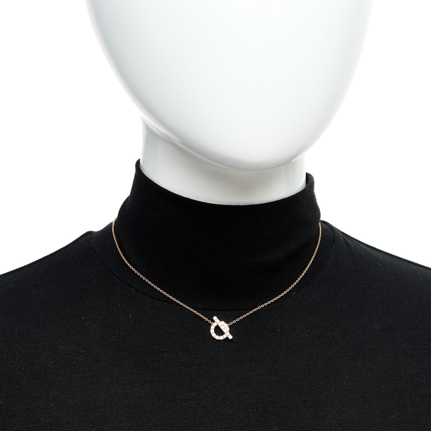 Hermes 18K Rose Gold Diamond Finesse Pendant Necklace 2 of 6