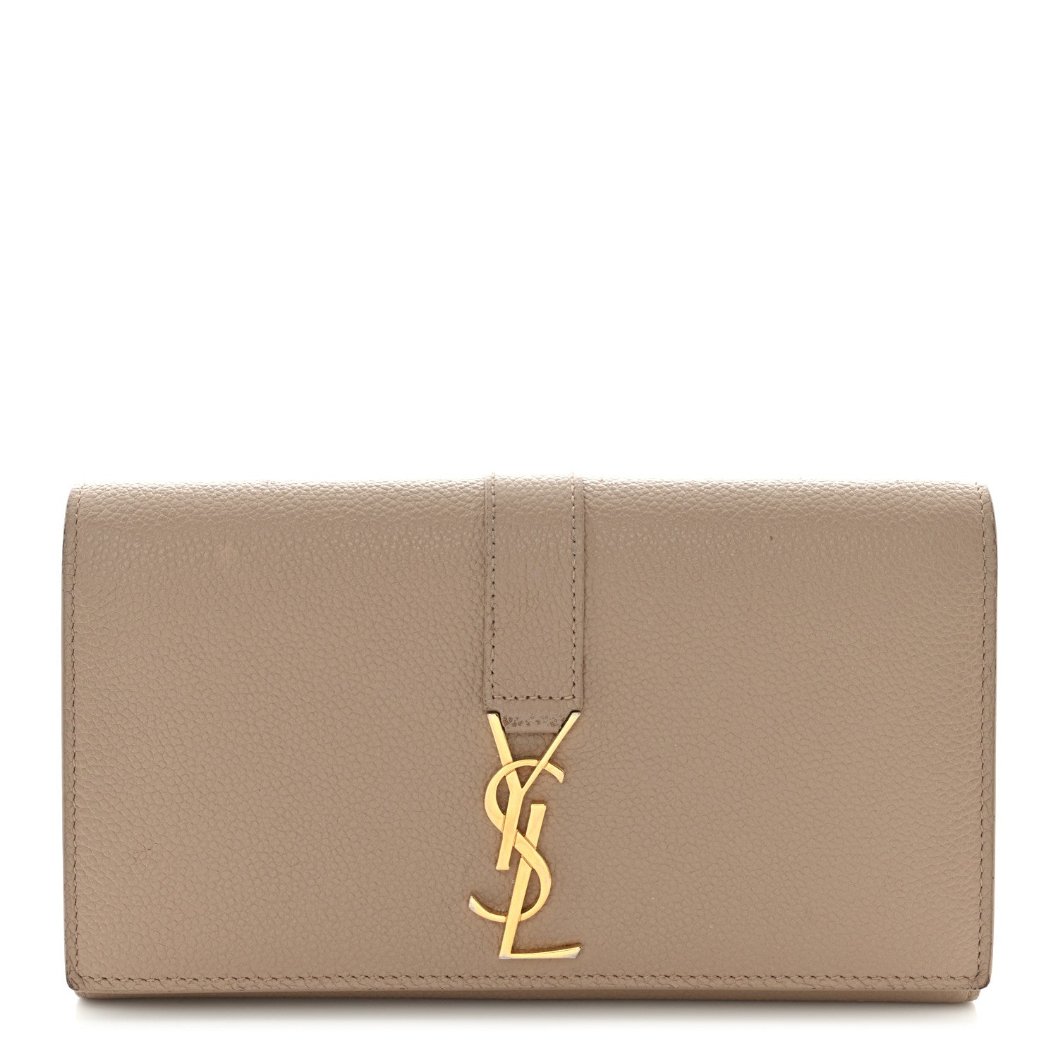 Saint Laurent Grained Calfskin Monogram Large Flap Wallet Beige 1 of 17